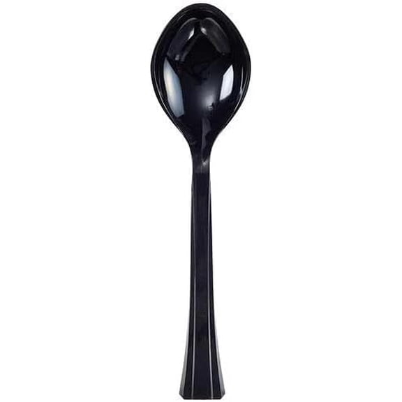 10.5 Inch Black Salad Plastic Serving Spoon – Durable Disposable Utensil for Buffet, Salads, Catering, Parties, Events, BBQs & Food Service (15)