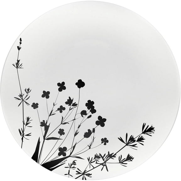 10.5 Inch Black and White Plastic Round Dinner Plate Flower Design – Elegant Disposable Tableware for Weddings Parties and Events – Durable and Reusable Design – Perfect for Catering Buffets (10)