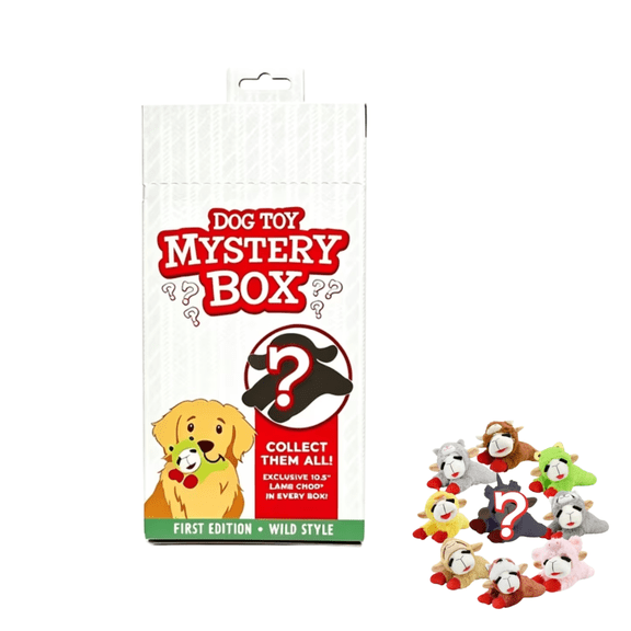 10.5 Inch Lamb Chop Mystery Blind Box Dog Toy, Random Assorted Cute Animal Interactive Plush Squeaky Chew Toy, Surprise Gift for Medium & Large Dogs