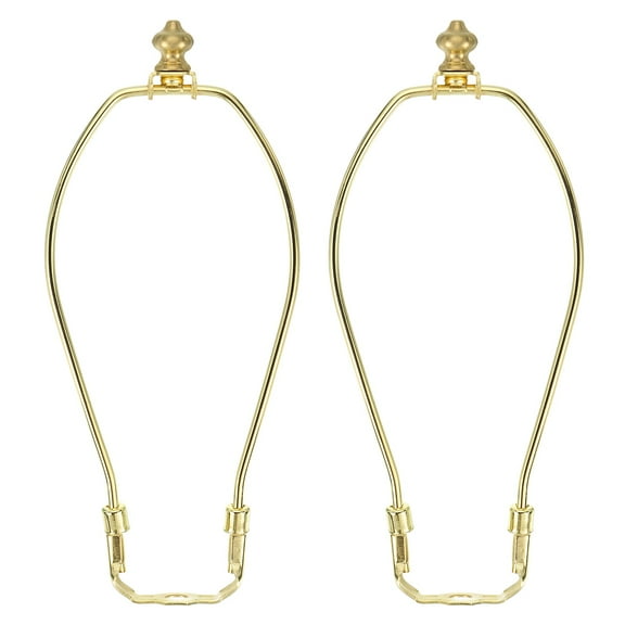 10.5 Inch Lamp Harp Kit with 1 Inch Height Solid Brass Finial, 2 Set Heavy Duty Bracket with Standard Saddle & Finial Detachable Shade Holder for Table Floor Lamps, Gold