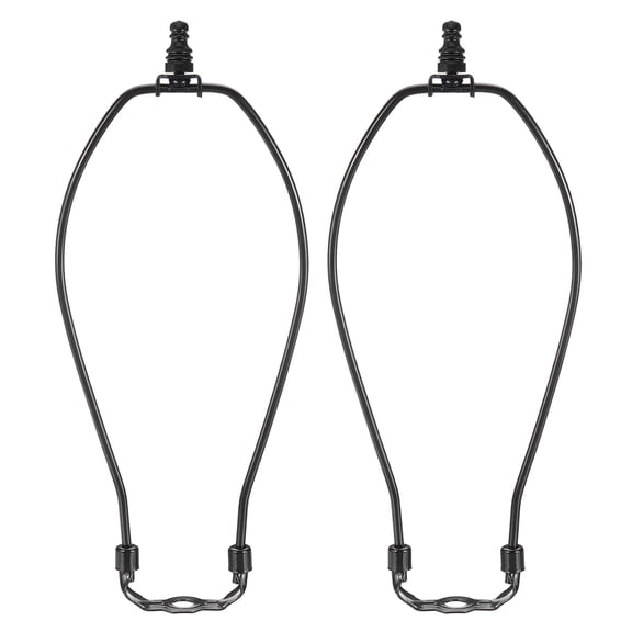 10.5 Inch Lamp Harp Kit with 1" Tall Iron Finial, 2 Set Heavy Duty Bracket with Standard Saddle & Finial Detachable Shade Holder for Table Floor Lamps, Black