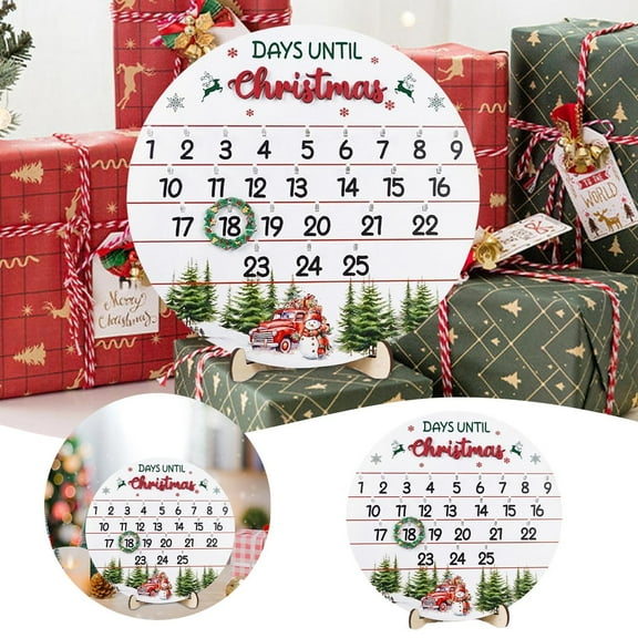 10.5 Inch Wooden Christmas Countdown Advent Calendar, 2024 Days Until Christmas, Wall Mounted Desktop Home Decor, Welcome Door Calendar, Digital Date, Christian Holiday Gift.