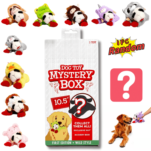 10.5" Lamb Chop Mystery Dog Interactive Plush Toy Blind Box,Polyester Soft Stuffed Animals Toy,Squeaky Surprise Box for Dog Bonding Playtime Blind Box-1PC
