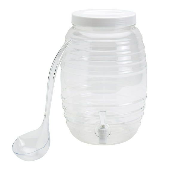 10.5 Liter Jaron Vitrolero Plastic Beverage Drink Dispenser Set Agua Frescas Lemonade with Ladle