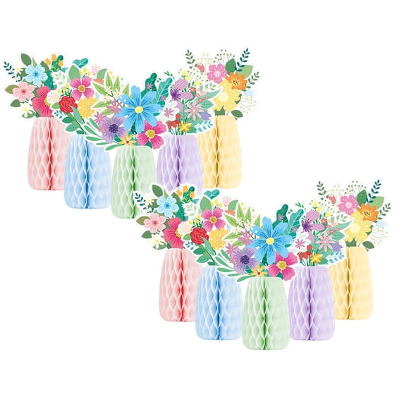 10/5 PCS Spring Flower Party Decorations Paper Wild Flowers Honeycomb Table Centerpieces, Easter Wedding Garden Theme Birthday Party Decor Supplies