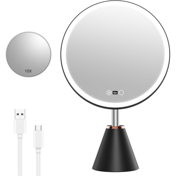 10.5" Professional Makeup Mirror with Lights, Rechargeable Vanity Mirror, CRI>=98 True-Sunlight, 3 Color Modes & Stepless Dimming, 5000mAh, Valentines Day Gifts for Her