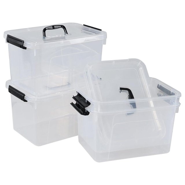 10.5 Quart Clear Storage Boxes, Plastic Bins with Lids and Handles Set