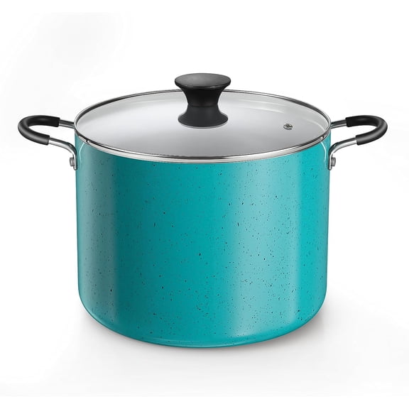 10.5 Quart Nonstick Stock Pot with Lid Riveted Handles Turquoise