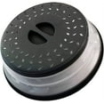 thumbnail image 1 of 10.5" Round Microwave Plate Cover, Vented and Collapsible, Splatter Proof, Easy Grip Handle, Dishwasher-Safe, BPA-Free Silicone & Plastic (Black), 1 of 5