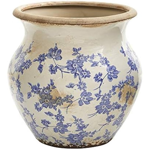 10.5" Tuscan Ceramic Blue Scroll Urn Vase White Traditional$$Home Decor, Kitchen, & Other