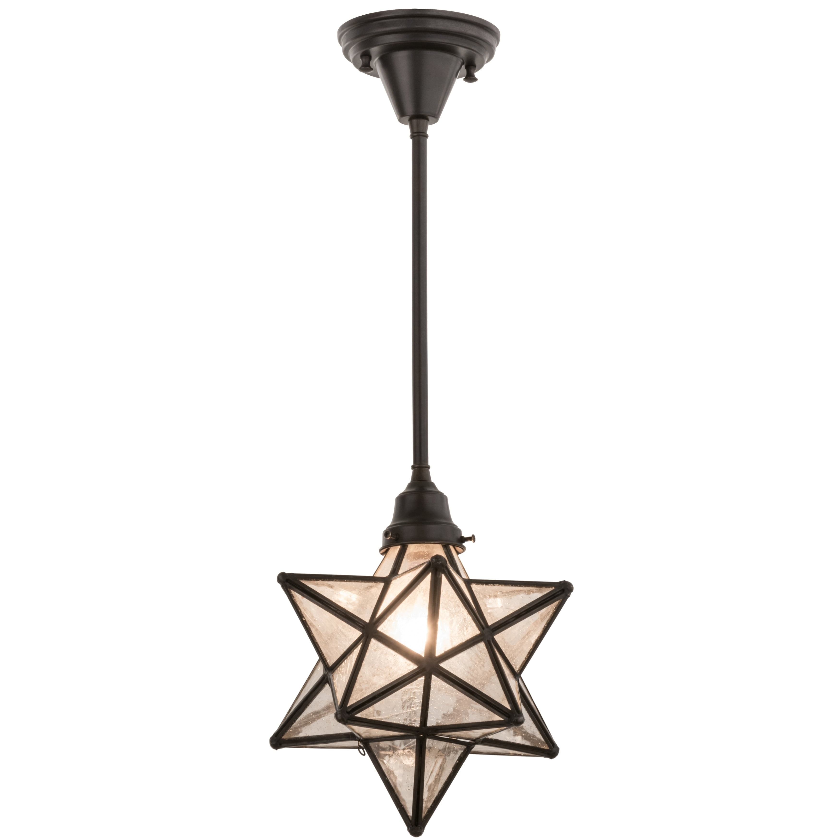 Craftsman Brown Glass Moravian Star Pendant Light