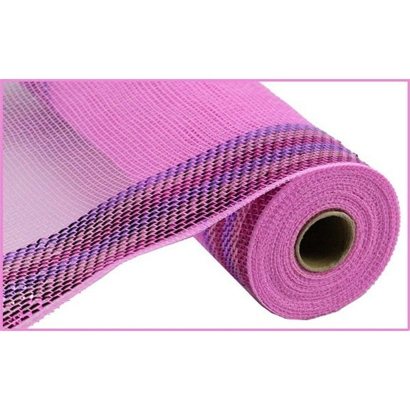 10.5"X10Yd Border Stripe Metallic Mesh Pink/Lavender/Hot Pink RY8504H4