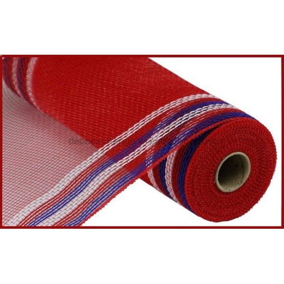 10.5"X10Yd Faux Jute/Pp/Border Stripe Red/White/Blue On Red RY8326H3