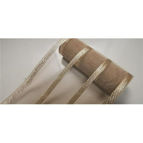 10.5"X10Yds Champagne Foil Striped Ribbon