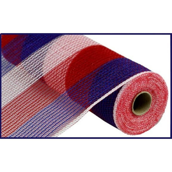 10.5"X10yd Pp/Faux Jute Wide Stripe Mesh red/white/blue RY8317D1