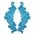 thumbnail image 1 of 10.5"X4" Floral Embroidered Sheer Organza Motif Applique Green Navy Orange Blue, 1 of 1