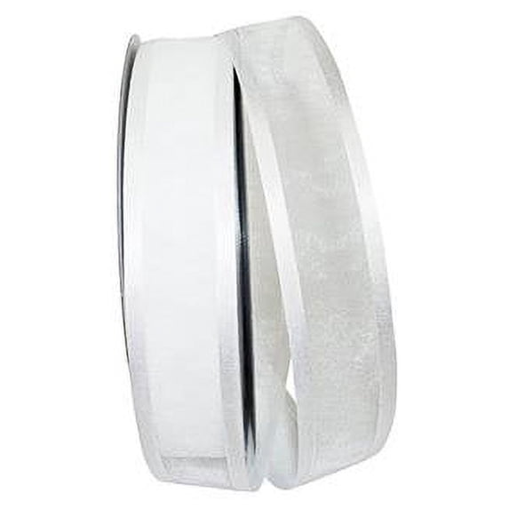 10.5 in. 100 Yards Sheer Satin Edge Value Ribbon, White