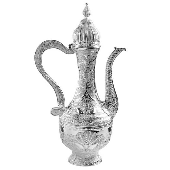 10.5 in. Chanukah Kriegel with Cover & Oil Bottle, Silver Plated Filigree