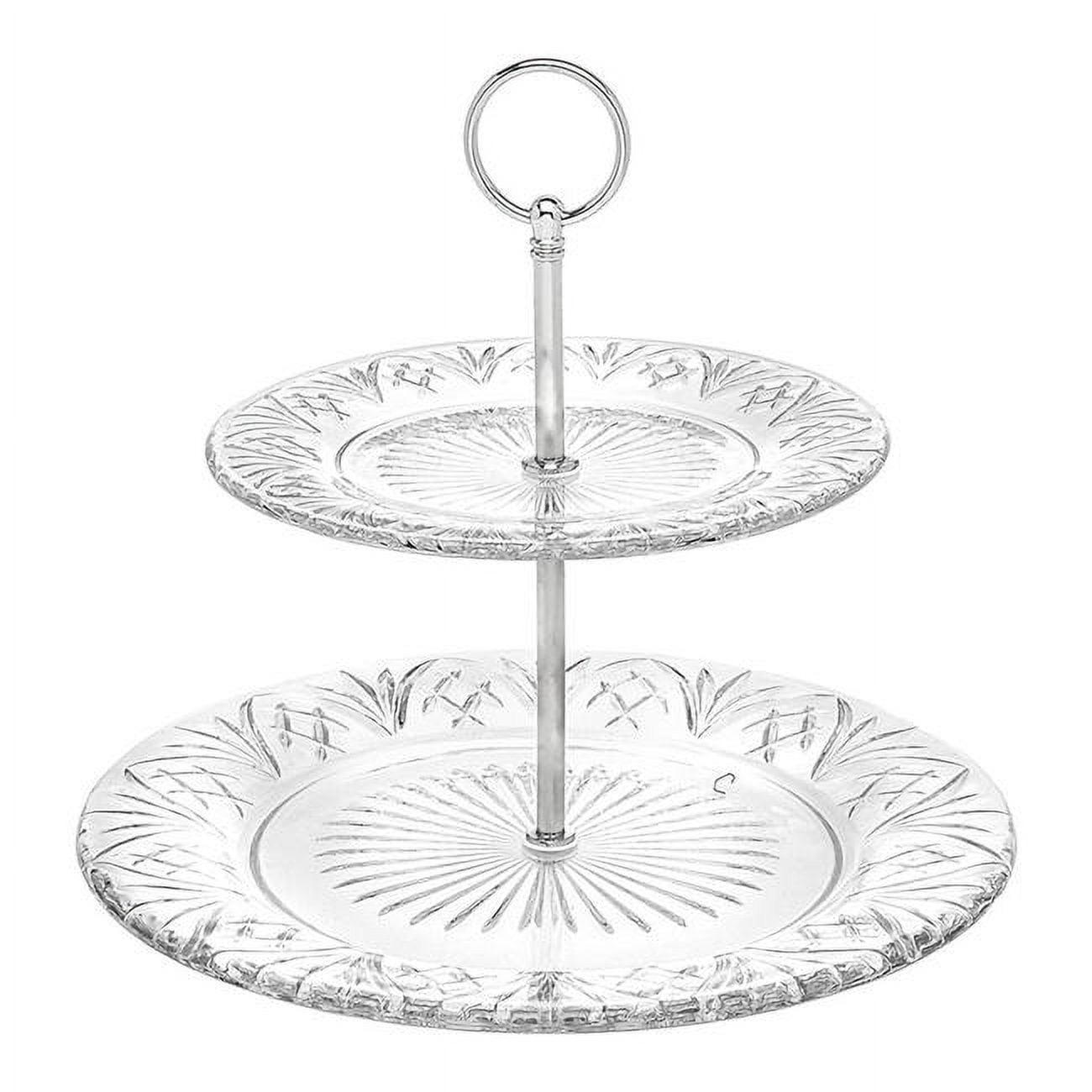 Elegant Dublin Polished Crystal 2-Tiered Round Serving Stand
