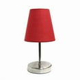 thumbnail image 1 of 10.5 in. Nauru Traditional Petite Metal Stick Bedside Table Desk Lamp in Sand Nickel with Fabric Empire Shade, Red, 1 of 1