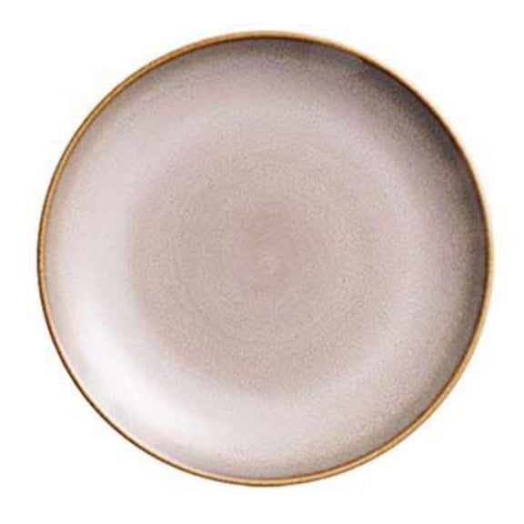 10.5 in. Rustic Sama Porcelain Round Coupe Plate White