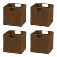 thumbnail image 1 of 10.5 in Woven Storage Cube Basket Bin with Iron Wire Frame (Set of 4), 1 of 6