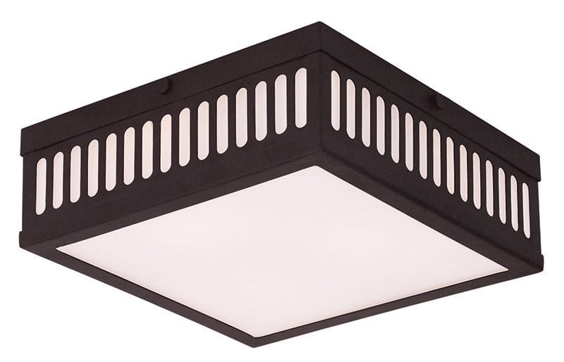 10.5 inch 3 Light Bronze Ceiling Light fixture with Hand Blown Satin Opal White Glass Shade
