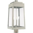 thumbnail image 1 of 10.5 inch 3 Light Brushed Nickel Outdoor Post Top Lantern with Clear Glass Shade backed with Solid Brass material for patio, front porch, entryway and more, 1 of 6