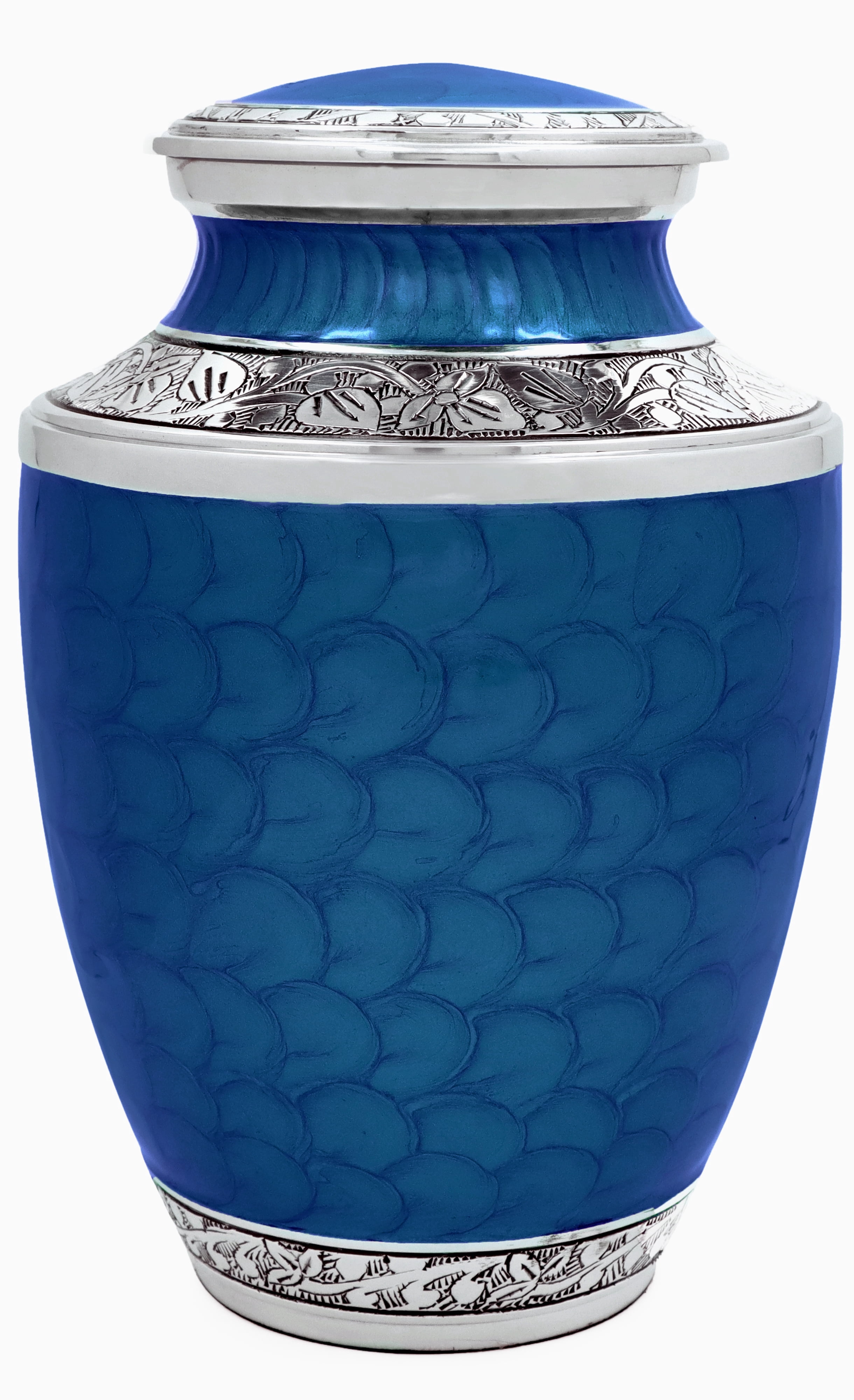 Aluminum Handcrafted Urn - Elegant Keepsake Holder for Adult Human Ashes (Blue)