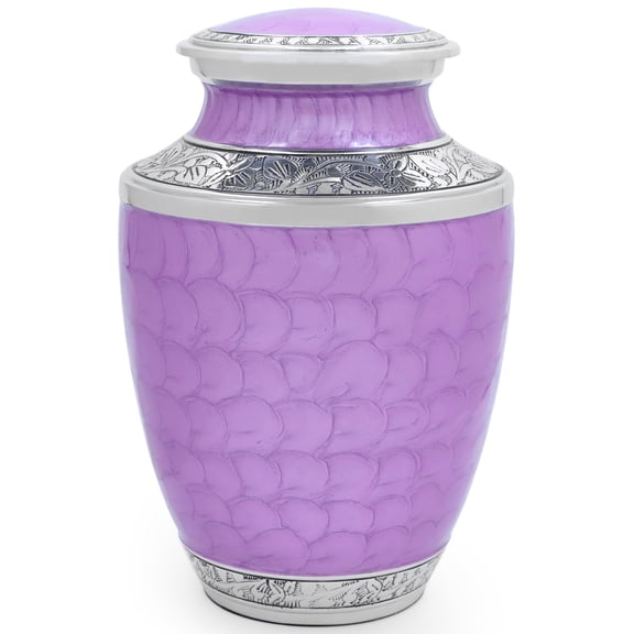 Aluminum Handcrafted Urn - Elegant Keepsake Holder for Adult Human Ashes (Lavender & Chrome)