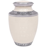 Handcrafted Aluminum Urn - Decorative Memorial Holder for Ashes and Remembrance Pearl Ivory & Platinum