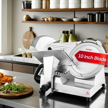10 inch Commercial Meat Slicer, Electric Food Deli Slicer,240W Premium Chromium-plated Steel Blade, Semi-Auto Meat Slicer for Home Use