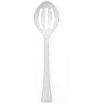 10.5 inch White Slotted Plastic Serving Spoon – Durable Disposable Utensil for Buffet, Salads, Catering, Parties, Events, BBQs & Food Service (3)