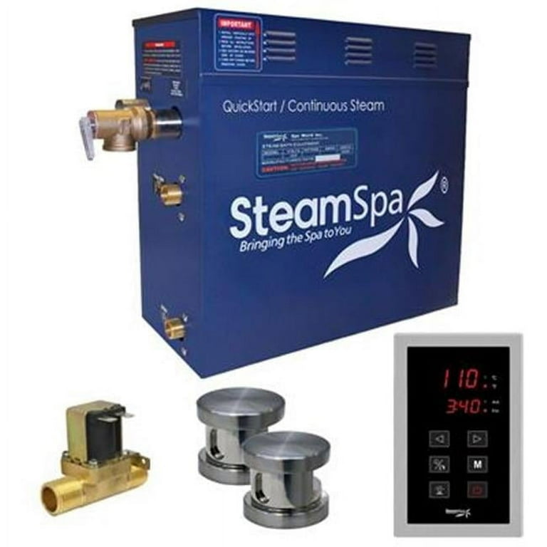 Oasis 10.5kW QuickStart Steam Bath Generator Package with Built-In Auto Drain in Polished Brushed Nickel Oasis 10.5kW QuickStart Steam Bath Generator Package with Built-In Auto Drain in Polished Brushed Nickel