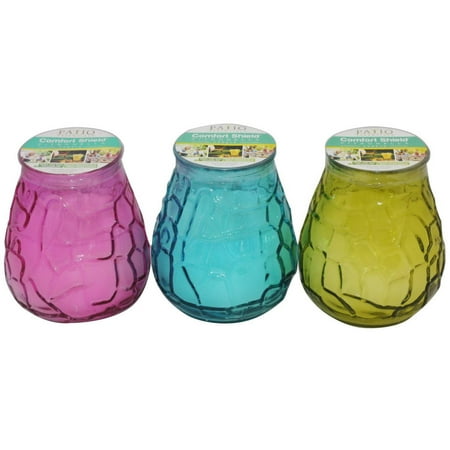 10.5 oz Patio Essentials Citronella Retro Glass Candle, 3pk