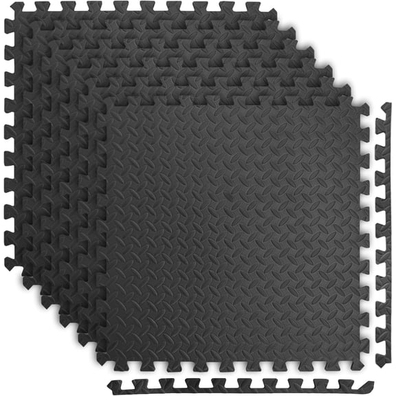 10.5" x 10.5" x 0.39" Non-Slip Water-Resistant Protective EVA Interlocking Foam Floor Tiles, 60-Tile