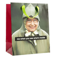 thumbnail image 1 of 10.5 in x 13 in Gift Bag What Do You Meme Queen Elizabeth Wait, Features Smiling Queen, Raincoat with Me When You See What’s Inside, Vibrant, Fun, Humorous, Red, 1 of 1