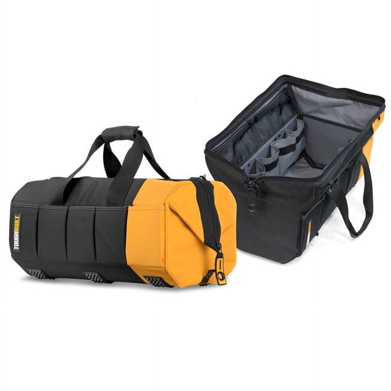 10.5 x 6.5 x 6.5 in. Polyester Massive Mouth Tool Bag with 51 Pocket, Black, Gray & Orange