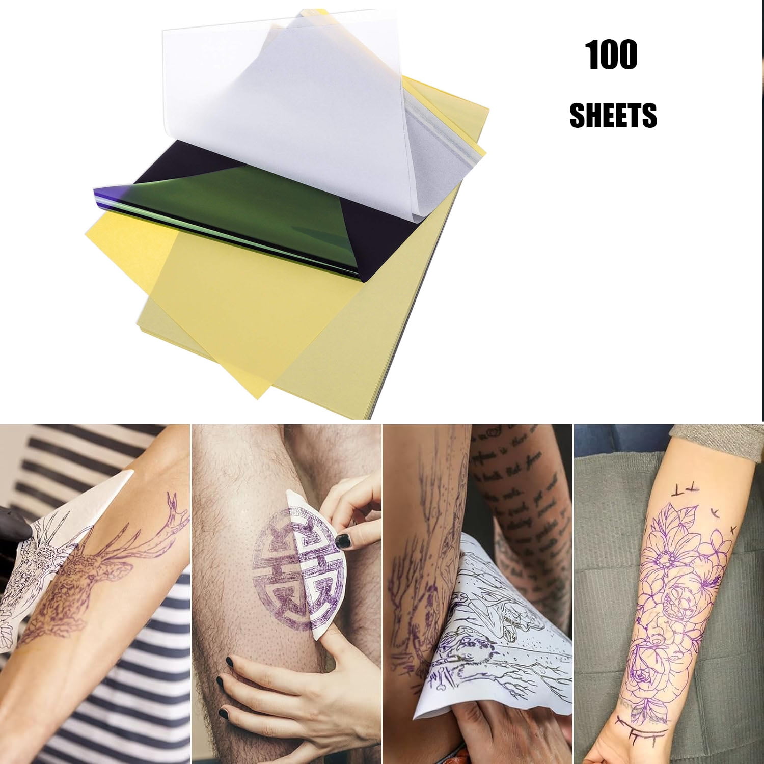 ROZYARD 100 Sheets Tattoo Transfer Paper A4-Size 4 Layers Spirit-Stencil  Carbon