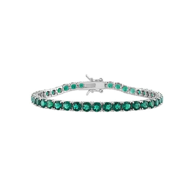 10.50 Carat (Ctw) LabCreated Emerald Bracelet in Sterling Silver (7.50