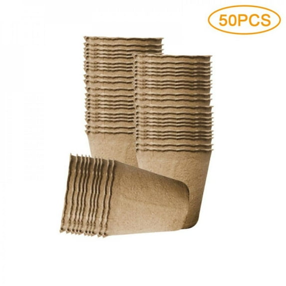 10/50 Peat Pots For Seedlings, 3 Inch Gardening Seed Starter Tray Kit, Biodegradable Eco-Friendly Plant Starting Pots, Khaki