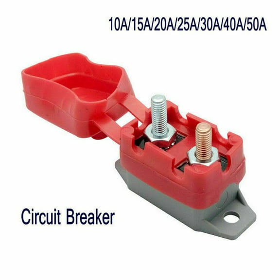 10-50A Amp 12V Circuit Breaker & Cover Dual Battery Fuse Automatic Auto Reset
