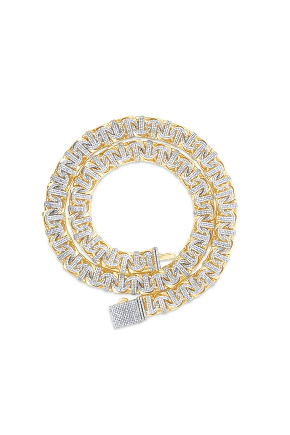 10.50Ct Lab Created Moissanite Diamond 10MM Width Chino Miami Cuban Link Chain Necklace For Men In 14k Yellow Gold Over Sterling Silver 22" Length(Color G-H,Clarity VVS1)