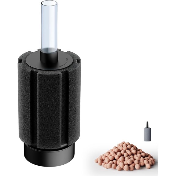 10-50Gal Aquarium Sponge Filter with Ceramic Media and Bubble Diffuser Ultra Quiet Fish Tank Filters fit Breeding Fry Betta Shrimp Fish Tank