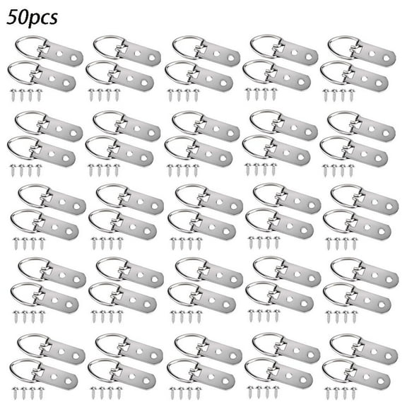 10/50Pcs D-Ring Picture Hangers With Screws Picture Frames For Hanging Clock Paintings Artwork Picture Frame Hook Photos Mirrors