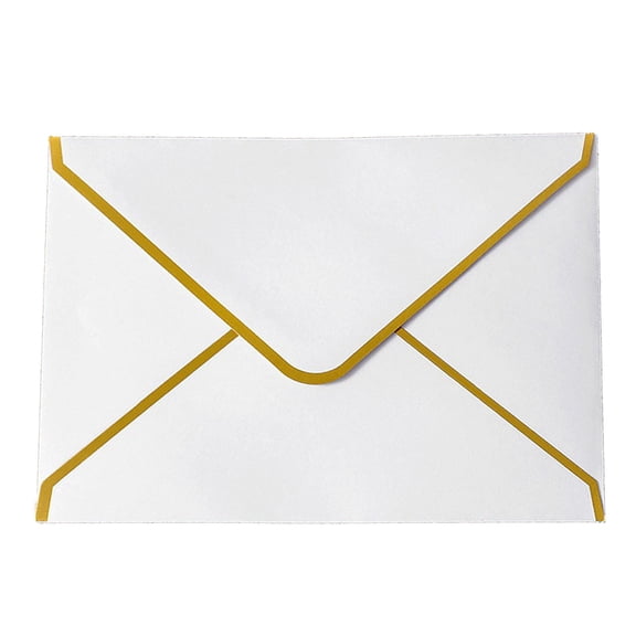 10-50Pcs Envelope 5x7 Inch Invitation Envelopes V-Flap - Mailing Card Envelopes with Gold Border for 5x7 Cards, Birthday, Weddings, Graduations, Greeting Cards
