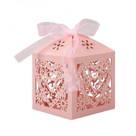 10/50pcs Beautiful white Love Heart Laser Cut Wedding Candy Gift Box for Wedding Favor Birthday Party Bridal Shower with Ribbon