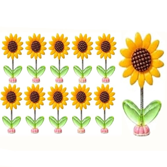 10/50pcs Spring Wobbly Flower Car Dashboard Ornament Interior Decor Figurine, Mini Flowers for Car Dashboard, Cute Sunflower Self-Adhesive Car Decor, for Car Decor & Home Office Desk