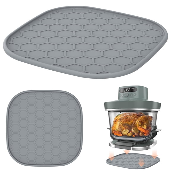 10.51in Heat Resistant Mat for 6 in 1 Glass Air Fryer Anti Slip Countertop Protector Silicone Mat Compatible with Wood Stainless Steel Granite Surfaces