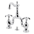 thumbnail image 1 of 10.56 in. French Country Bridge Bathroom Faucet with Brass Pop-Up, Polished Chrome, 1 of 1